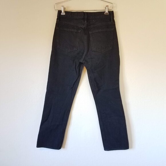 Frame Le Piper Cropped High Rise Straight Leg Jeans Blackletter Women's 24 LPR38 - Picture 5 of 12